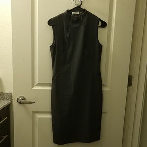 Gray Calvin Klein double zipper sheath dress.